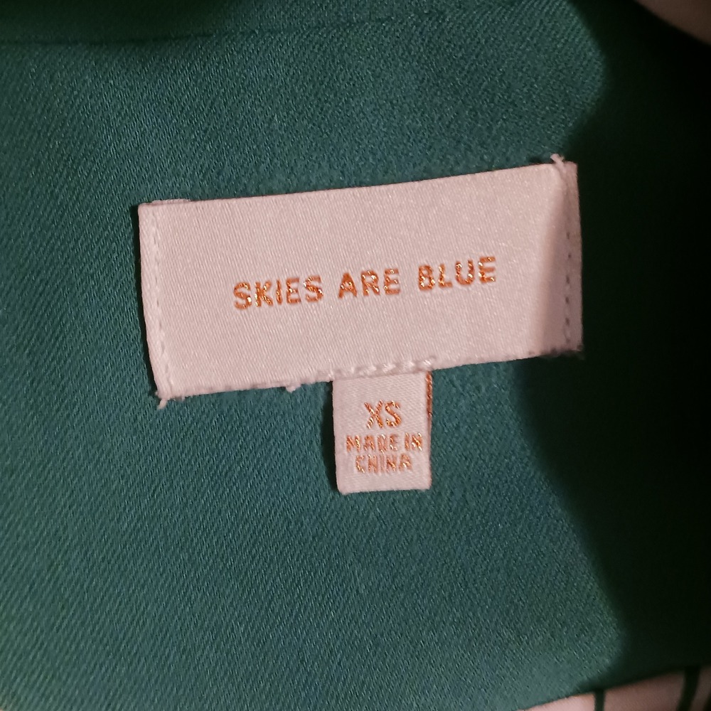 SKIES ARE BLUE Women's Palmer Blazer Jacket Green XS Open Front Pockets Lined - Picture 7 of 11